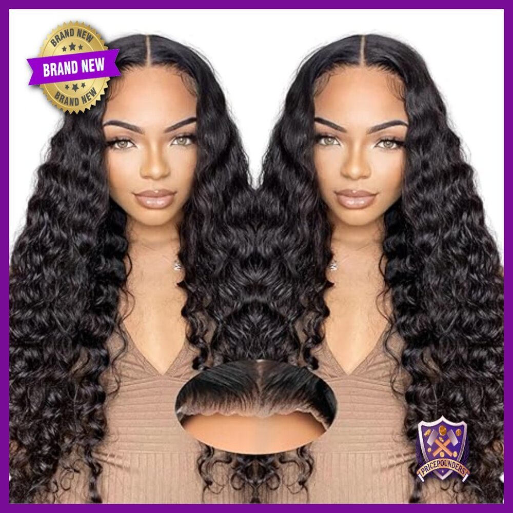 Glueless Deep Wave Lace Front Wig 24 Inch Human Hair 180 Density